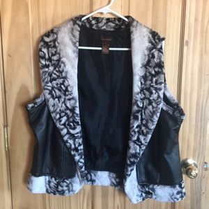 Faux leather fur lined vest